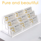 SANRUI Clear Horizontal Business Card Holder Stand for Desk, Acrylic Desktop Display Name Cards Holders Organizer Storage Rack,for Exhibition, Home , Office ,3 Tier 9 Pocket , 540 Card Capacity