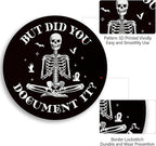 Funny Skull Skeleton Mouse Pad, Small Round Mouse Pads for Desk, Mini Travel Mousepad for Work Wireless Computer Laptop, Office Desk Accessories, But Did You Document It, 8.6 x 8.6 inch