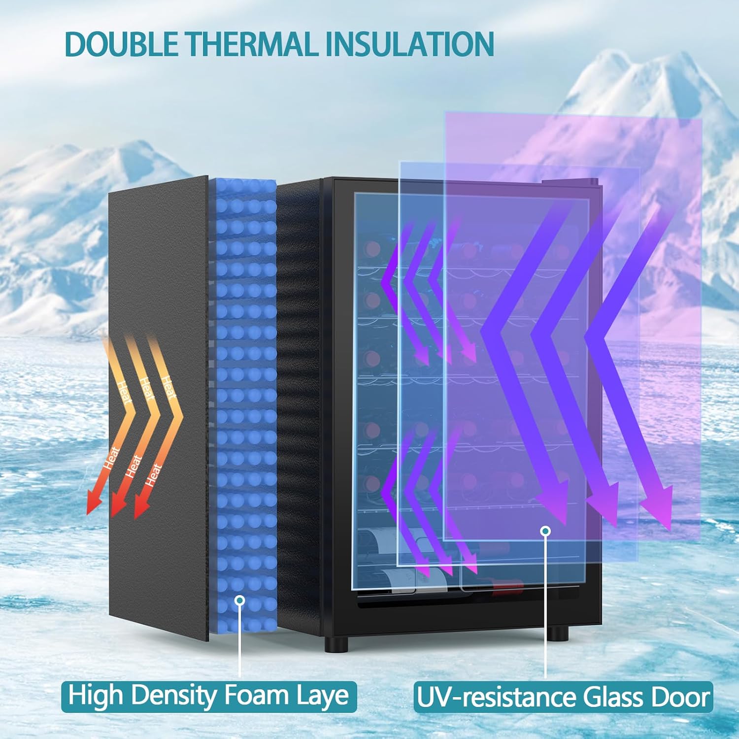 COWSAR 37 Bottle Wine Fridge, ETL Approved Freestanding Beverage Refrigerator with Smart Temp Control, 4.45 Cu.Ft. Mini Fridge Wine Cooler with Child Lock& Wavy Wire Shelves for Kitchen Bar, Black