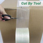 BOMEI PACK Fiber Reinforced Packing Tape 3 Inch, Heavy Duty Wide Strapping Tape, 4Rolls x 5.9Mil x 60Yds, Total 240Yds
