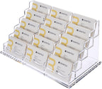 SANRUI Acrylic Multiple Business Card Holder Display for Desk , 15 Slots Business Card Stand , Clear Horizontal 5 Tier Business Card Holders, Holds 750-900 Cards