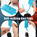 200 Car Key Tags with Labels Plastic Car Dealership Key Tags Self Locking Automotive Identifiers Blank Shop Labels with One Pen (Blue)