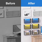samstar 6 Pack Magnetic File Holder, Mesh Wall File Organizer File Pocket Mail Organizer Paper Folder Holder for Office/Home, No Drilling(Magnetic)
