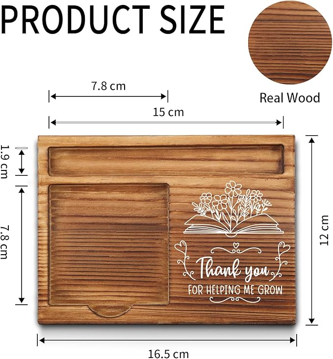 Thank You for Helping Me Grow Teacher Sticky Note Holder, Teacher Desk Supplies Set, Thank You Teacher Appreciation Gifts from Student Self-Stick Note Pad Holders GSH23