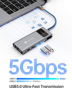 NOVOO USB C Docking Station Dual Monitor HDMI for Dell HP Laptop Type USB C Hub Multiport Adapter Thunderbolt 3 Dongle to 2 HDMI 4K Ethernet 4 USB PD SD TF Audio for Lenovo Surface