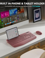 Wireless Keyboard and Mouse Combo - Full-Sized Ergonomic Keyboard with Wrist Rest, Phone Holder, Sleep Mode, Silent 2.4GHz Cordless Keyboard Mouse Combo for Computer, Laptop, PC, Mac, Windows