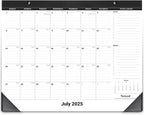 Nekmit Desk Calendar 2025-2026, Yearly Monthly Desk Pad Calendar for Planning, Ruled Blocks, July 2025 - June 2026, 14" x 11", Black