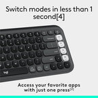Logitech POP ICON Keys Wireless Bluetooth Keyboard, Comfortable Typing, Programmable Keys, Easy-Switch Between up to 3 Devices, for Laptop, Tablet, PC – Graphite and White