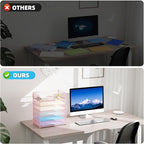 Marbrasse 2 Pack Desk Organizer with Handle, 6 Tier Paper Letter Tray, Mesh Desk File Organizer for Office, School and Home - Pink