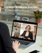 2K 50FPS Webcam for PC/Mac, Computer Camera with Fill RGB Lights, 2 Noise-Canceling Microphone, Autofocus and Tripod for Meeting, Live Streaming, Video Calls, Gaming, Works with Zoom, Skype, Teams