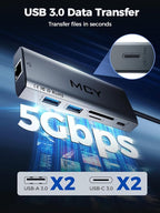 MCY USB C Hub,Laptop Docking Station Dual Monitor Single 8K,2x4K@60Hz,10 in 1 Type-C Multiport Adapter with 2 HDMI,PD100W,Extender Splitter,Card Reader,Ethernet Dock for Mac/Dell/HP/Surface/Steam Deck