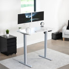 VIVO Electric 43 x 24 in Standing Desk, Memory Height Adjustment, 1B Series, One-Piece White Top, Gray Frame, DESK-KIT-1G4W