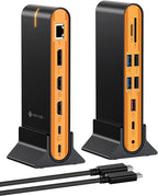 NOVOO 15-in-1 Vertical/Horizontal USB C Docking Station Triple Monitor – 8K@30Hz DP, Dual 4K@60Hz HDMI, 10Gbps USB-A/C, SD/TF, 1Gbps Ethernet,Dual Monitor Adapter Dock for MacBook, Windows Laptops