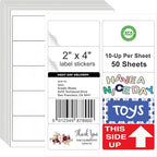 2x4 Shipping Address Labels, 500 Matte Printable Sticker Labels for Mailing Labels, Fragile Stickers, Product Sticker Making, 8.5 x 11 Label Paper for Lase Inkjet Printer, 10 Up Per Sheet, 50 Sheets