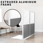 VIVO Modular Wall System, 2 PET and Whiteboard Panels, Professional Office Cubicle Dividers, Freestanding Privacy-Screen, 66 inches High, White and Dark Gray, PP-MWS63WB