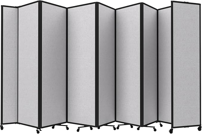 Versare Room Divider 360 Portable Wall Partition | Folding Panels | Large Freestanding Divider | Locking Wheels | Temporary Room Separator