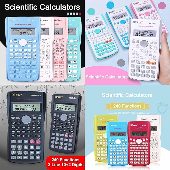 Scientific Calculators Desktop, Scientific Calculators for Students, Scientific Calculator 240 Functions 2 Line 10+2 Digits, Desk Math Calculator for School (Blue and White)