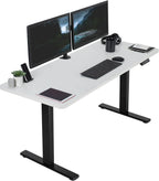 VIVO Electric 60 x 24 in Standing Desk, Memory Height Adjustment, 1B Series, One-Piece White Top, Black Frame, DESK-KIT-1B6W