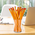 Crtiin 10 Pack Clear Acrylic Pen Holder Makeup Brush Round Pencil Holder for Desk Pen Cups Desk Organizers and Storage Desktop Stationery Organizer for Office School Home Supplies