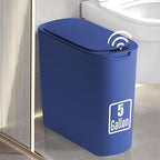 5 Gallon Motion Senor Bathroom Trash Can with Lid, Automatic Garbage Can Touchless, Smart Plastic Waste Basket for Narrow Spaces, Bathroom, Office, Bedroom, Living Room (Blue)