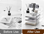Gagee 2 Pack Paper Organizer for Desk,Clear Stackable Paper Sray, Office Desk Organizer for Notes, Pens, File, Document, Paper Holder ﻿