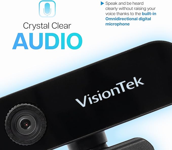 VisionTek VTWC30 Premium Full HD (1080P 30FPS) Webcam, for Windows, Mac, Linux, & Chromebook with Digital Dual Microphones, Manual Focus Lens, Privacy Cover, 83-Degree Viewing Angle