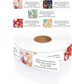 Multi-Floral Print Rolled Address Labels / 250 Personalized Return Address Labels/Designer Address Stickers in Elegant Plastic Dispenser