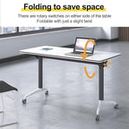 Conference Room Table with Flip-Top Design for Dynamic Meetings, Business Table Computer Desk with Heavy-Duty Frame,Foldable Seminar Meeting Tables for Home Office (4, E, 61IN)