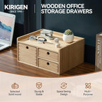KIRIGEN Desk Organizer with 3 Drawers - Wood Drawer Storage Box with Trays for Tabletop - Workspace Office Toiletries Supplies Tool Caddy - Wooden Storage Cabinet Natural（DT1D3C-NA）