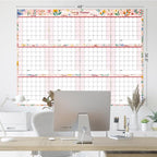 Ospelelf Undated Wall Calendar 2025 Large Laminated Dry Erase Calendar 36.6'' x 48'' Yearly 12 Month Family Calendar