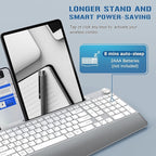 JOYACCESS Ergonomic Wireless Keyboard, 2.4GHz Cordless USB Full-Size Keyboard with Wrist Rest, Quiet Design & Numeric Keypad, Phone Holder for Desktop, Laptop, PC, Mac, Windows -Silver White