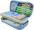 Large Capacity Pencil Case - Durable Zipper Aesthetic Pen Pouch, Big Storage Organizer for School, Office & Travel - Waterproof & Multi-Use (Light Blue)