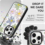 MOSNOVO Magnetic Case for iPhone 14 Pro Max, 10ft Military-Grade Protection, Compatible with Magsafe, Shockproof Phone Case for iPhone 14 Pro Max - Linear Blooms - Clear Black