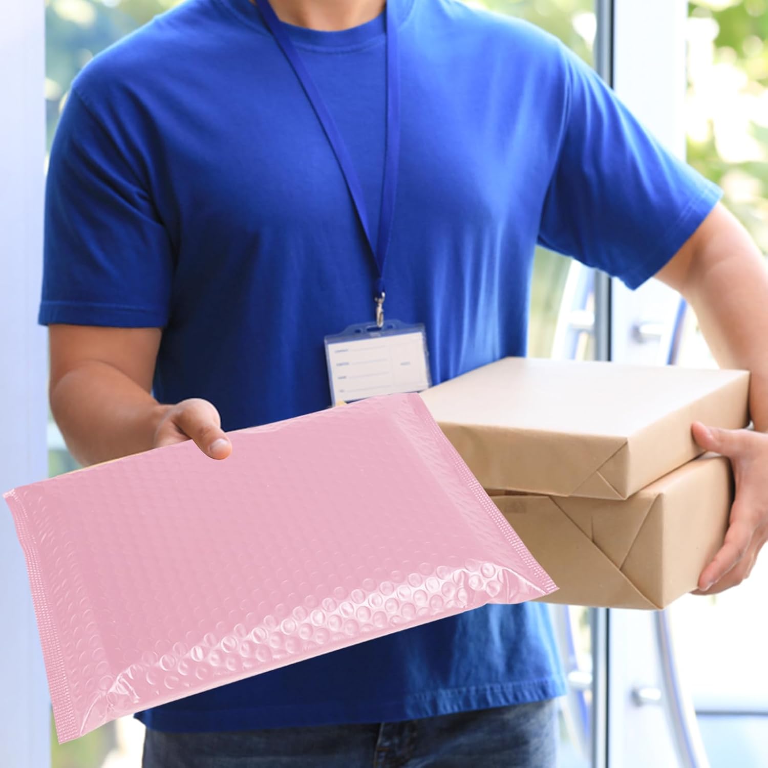 10.5x16 Poly Bubble Mailers #5 Padded Envelopes, 25Pcs Self Seal Mailing Envelopes Bubble Padded Mailers (Pink)