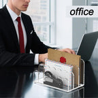 YAGELI 2 Pack 3-Slot Acrylic Mail Organizer for Desktop – Scalloped Clear Document Sorter, Vertical File Holder for Office/Home, Space-Saving Desk Organizer for Letters, Bills, Stationery