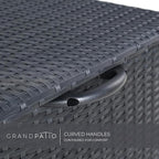 Grand patio 108 Gallon Deck Storage Box Indoor Outdoor Wicker Bin for Patio Furniture Cushions Garden Tools Pool Accessories, Black