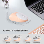 Wireless Keyboard and Mouse Combo, 2.4 GHz Full-Sized Wireless Keyboard Mouse with Round Keycaps for Windows, Computer, Desktop, PC, Laptop (GradientPink)