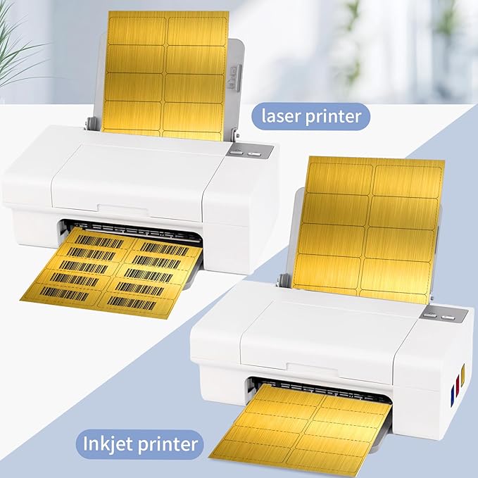 STARLIBOO Shipping Labels Stickers, 2"×4" Gold Printable Mailing Labels for Laser/Inkjet Printing- Matte Gold, Permanent Adhesive Stickers