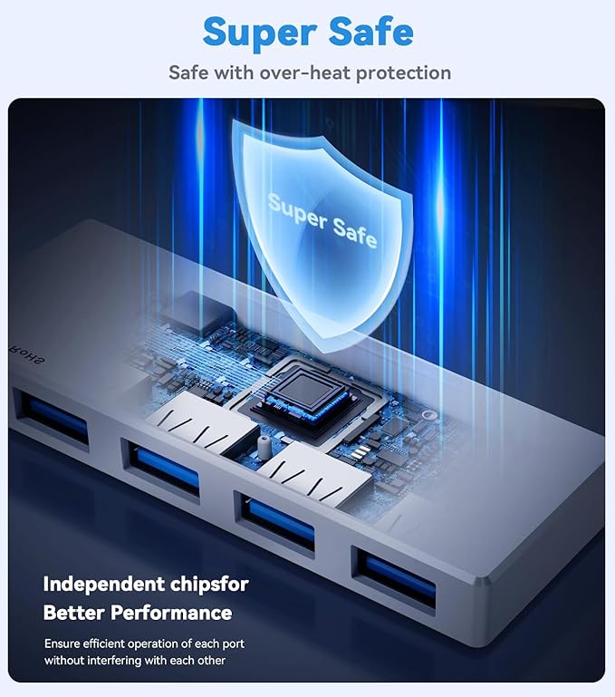 USB 3.0 Hub,4 Port USB Splitter Extender Portable Adapter Multiport Data Hub for Laptop,Xbox, Flash Drive,HDD,Console,Camera,Keyborad,Mouse Windows,Mac OS PC,Not Designed to Charge Devices-White