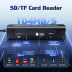 USB C Hub 10Gbps, 9-in-1 USB C Docking station with 4K@60Hz HDMI, Type-C & 2 Type-A 3.2, 2 USB-A 2.0, PD 100W, SD/TF Port, Black Aluminum USB Hub for Laptop, iPhone 16/15 Series, MacBook Air/Pro