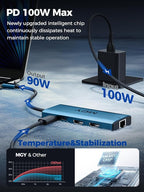 MCY USB C Hub,Laptop Docking Station Dual Monitor Single 8K,2x4K@60Hz,10 in 1 Type-C Multiport Adapter with 2 HDMI,PD100W,Extender Splitter,Card Reader,Ethernet Dock for Mac/Dell/HP/Surface/Steam Deck