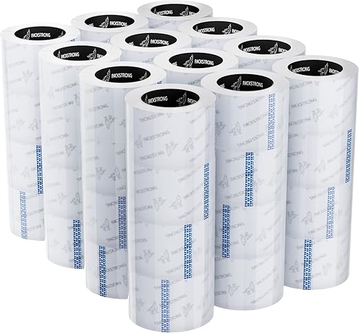 Packstrong Industrial Grade Clear Packing Tape 48 Rolls - 110 Yards per Roll - 3" Wide x 2.5 mil Thick, Acrylic Adhesive Heavy Duty Tape for Box Office Moving Packaging Shipping