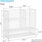 Marbrasse 3-Tier Desk Shelf Organizer with Handle, Desktop Bookshelf File Holder, Mesh Display Shelf Organizer Storage Rack for Office, Home, Supplies, Kitchen (White)