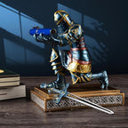 MACLARONX Kneeling Knight Pen Holder with Sword Medieval Warrior Fancy Pencil Stand for Office Desk Home Decor for Men Father Husband Armor Soldier Statue