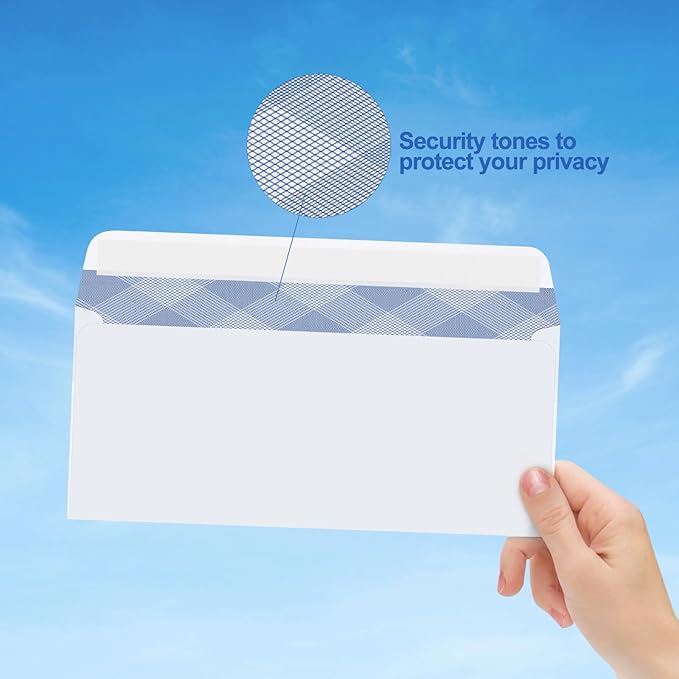 750#10 Security Envelopes, PANDRI Self Seal Windowless Envelopes, Security Tint Pattern for Secure Business Mailing, Invoices and Statements, Size 4-1/8 x 9-1/2 Inch - 24 LB