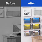 samstar 6 Pack Mesh Wall Mounted File Holder Metal Wall File Pocket Mail Organizer for Office/Home(with Label Panel)