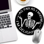 Skeleton Round Mouse Pad, Black Funny Small Mouse Pad with Non-Slip Rubber Base, Desk Mousepad for Wireless Mouse, Gaming Mouse Mat for Computer Laptop Office Women Men, 8.6 x 8.6 Inch
