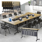 Folding Conference Table - Modular Conference Room Tables Foldable & Stackable Boardroom Table with Casters | Large Rectangle Office Meeting Table for Training Rooms (6PCS-55.1in)