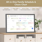 24" Smart Digital Calendar for-Family-Meal-Planner - Electronic Calendars for Chore Chart, Interactive Touchscreen Display for Family Schedules, Auto-Sync Google iCloud Outlook, Wall Mountable for Mom