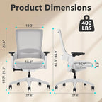 CLATINA Office Chair Swivel Executive Chair, Adjustable Ergonomic Computer Chair with 3D Armrest and Lumbar Support, Mesh Backrest Task Chair for Home Office Conference Room Studio, 2 Pack